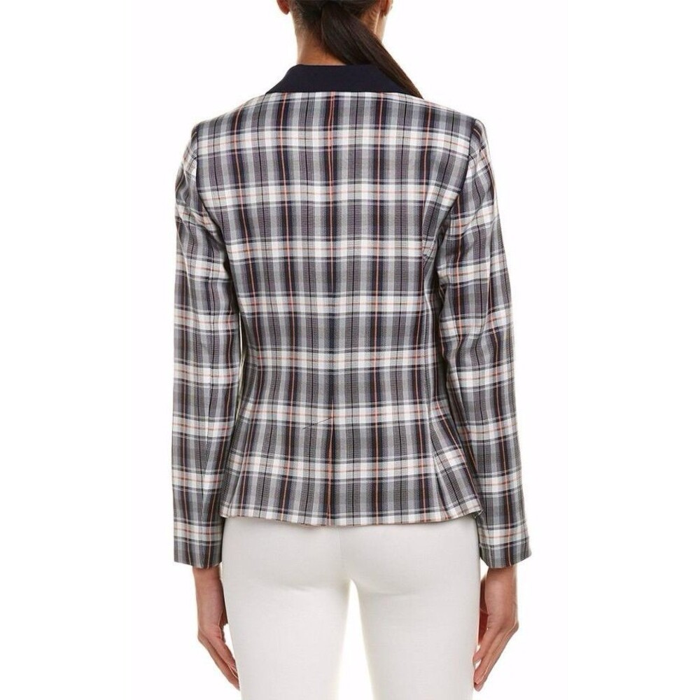 Tahari ASL Gray Navy Plaid Blazer Jacket Size 16 Preppy Clueless Old Money - Picture 3 of 9